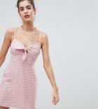 Reclaimed Vintage Inspired Check Tie Front Mini Dress - Pink