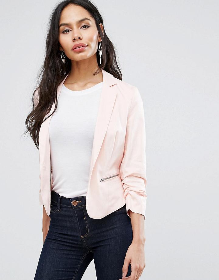 B.young Tailored Blazer With Zip Detail - Pink