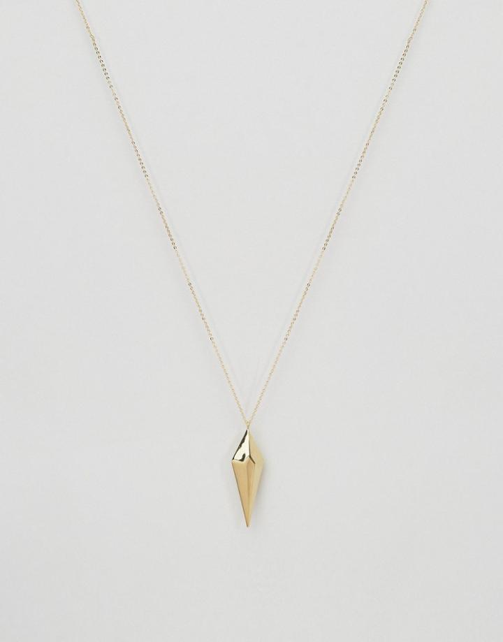Orelia Solid Metal Gem Pendant Necklace - Gold
