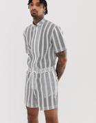 Asos Design Festival Short Boilersuit In Sheer Mesh Stripe - White