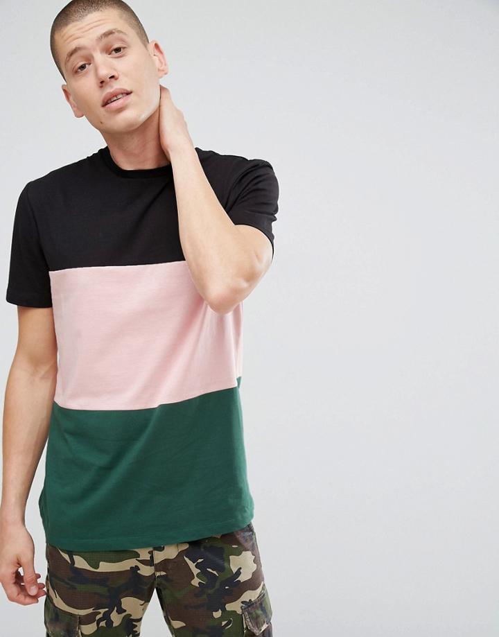 Asos Relaxed Fit T-shirt With Color Block - Black