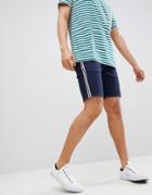 Asos Design Denim Shorts In Skinny Indigo With Side Stripe - Blue