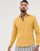 Asos Design Regular Fit Flannel Marl Shirt In Mustard-yellow