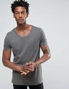 Asos T-shirt With Scoop Neck In Gray Marl - Green