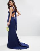 Jarlo High Neck Maxi Dress With Open Back - Navy
