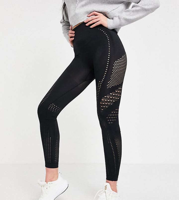 Love & Other Things Tall Gym Seamless Knitted High Waisted Leggings In Black