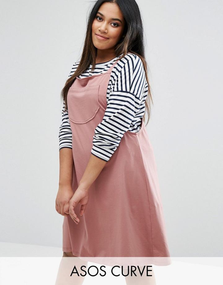 Asos Curve Column Pinafore Dress - Pink