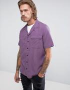 Asos Regular Fit Shirt With Revere Collar In Purple - Purple