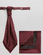 Asos Wedding Cravat And Pocket Square Pack In Oxblood - Oxblood