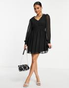 Na-kd V Neck Mini Dress In Black