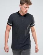 Esprit Slim Fit Polo Shirt With Cuffed Arm Detail - Black