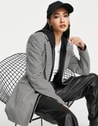 River Island Houndstooth Check Nipped Dad Blazer In Black - Part Of A Set