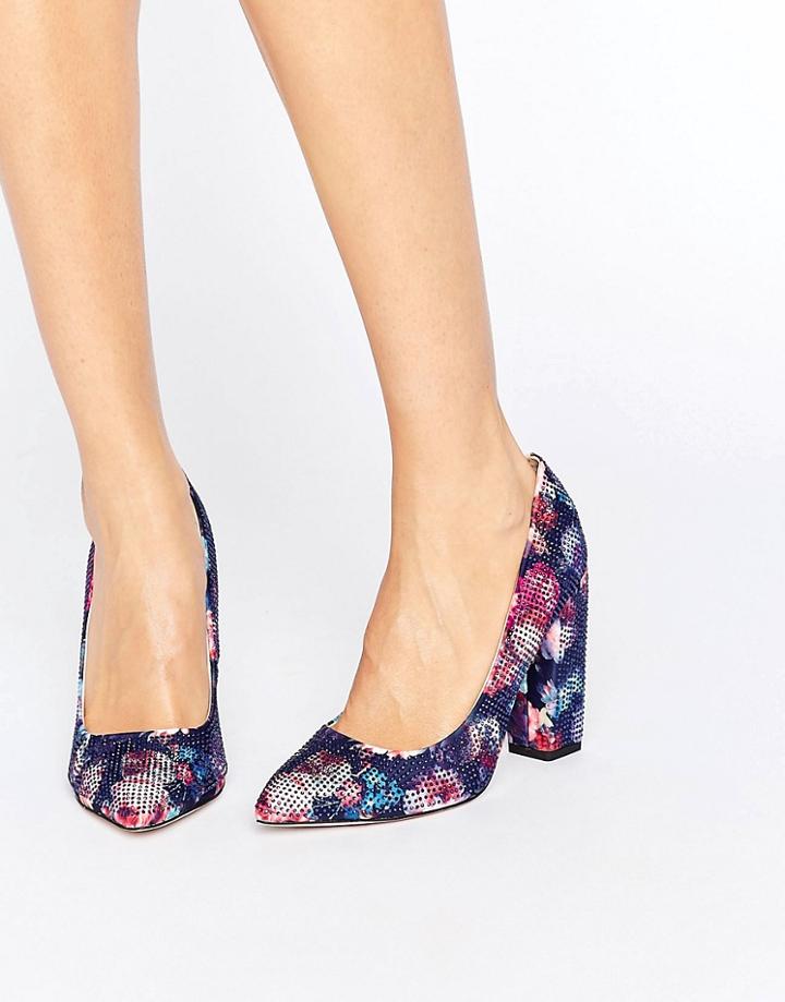 Little Mistress Floral Block Heel Court - Multi