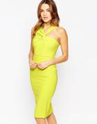 Forever Unique Aisha Aisha Midi Dress With One Shoulder Detail - Lime