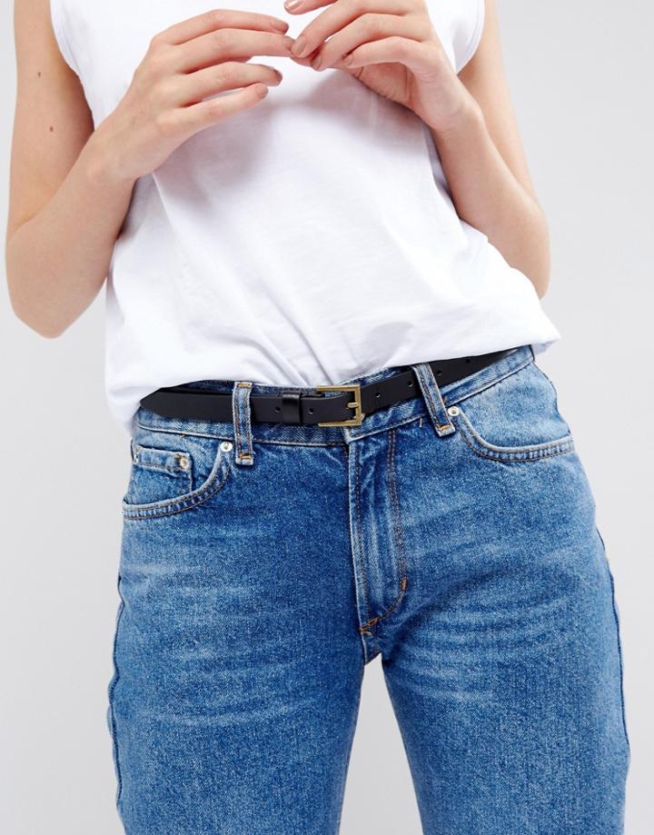 Asos Vintage Look Waist And Hip Belt In Water Based Pu - Black