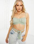 Parallel Lines Crop Top With Cut Out Detail In Khaki-green