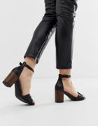 Vagabond Carol Black Leather Crossover Heeled Sandals - Black