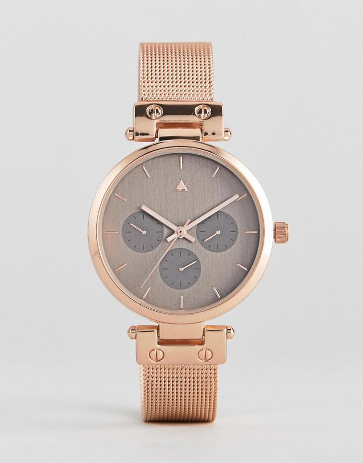 Asos Premium Mink Shoulder Detail Mesh Watch - Copper