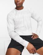 Puma Yoga Studio Graphic Long Sleeve Tie-dye Top In Light Gray