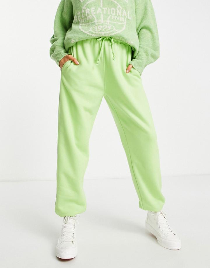 Topshop Cuffed Oversized Sweats In Bright Green