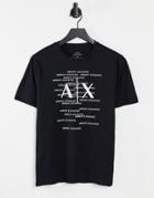 Armani Exchange Central Text Graphic T-shirt In Black