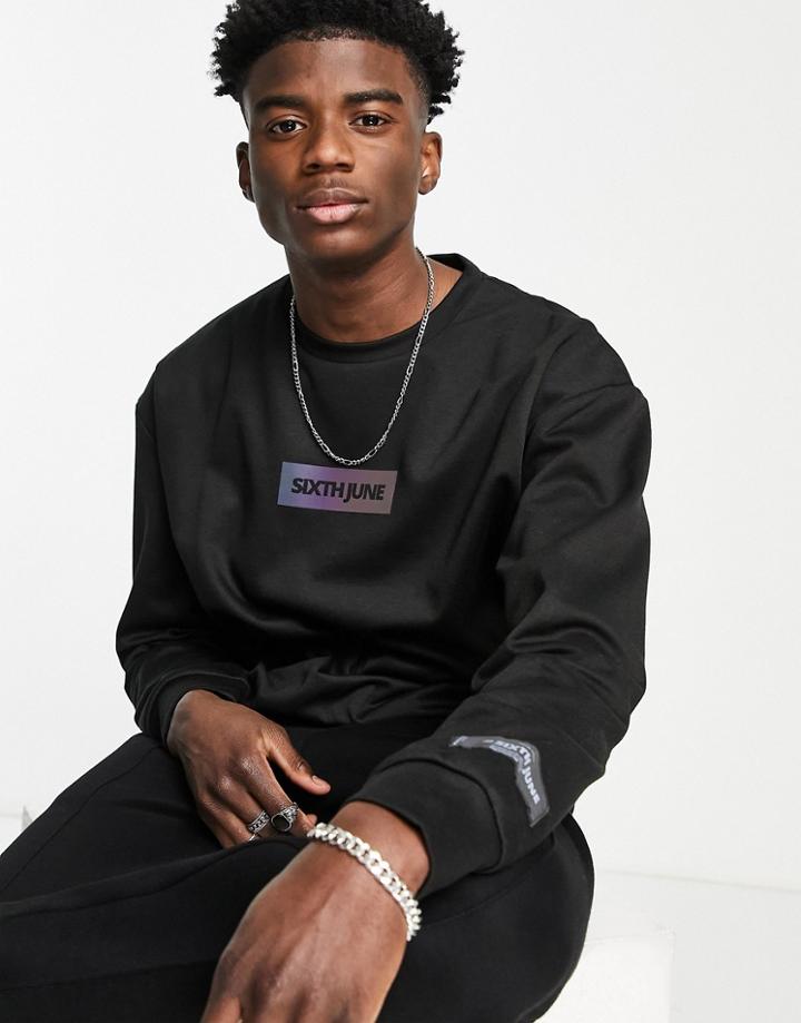 Sixth June Iridescent Logo Sweatshirt In Black