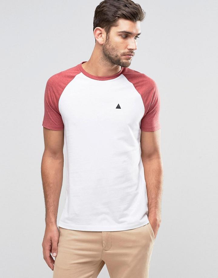 Asos T-shirt With Contrast Sleeves And Logo In White/red - White