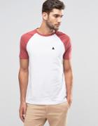 Asos T-shirt With Contrast Sleeves And Logo In White/red - White