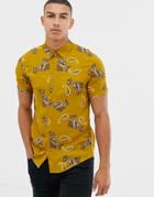 New Look Regular Fit Paisley Print Shirt In Mustard - Yellow