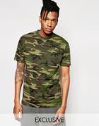 Reclaimed Vintage Camo T-shirt With Distressing - Green