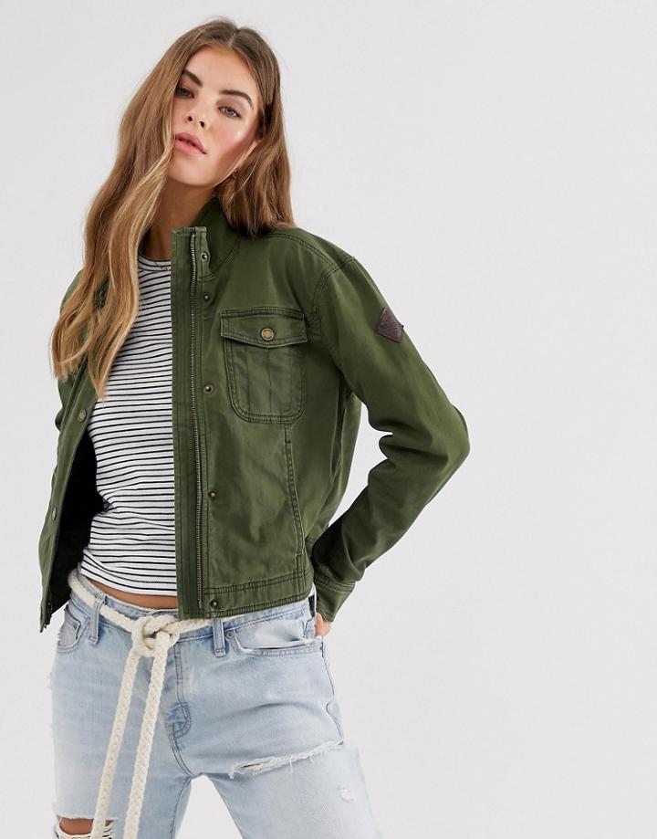 Hollister Cropped Utility Jacket - Green