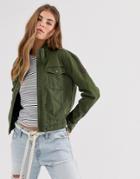 Hollister Cropped Utility Jacket - Green
