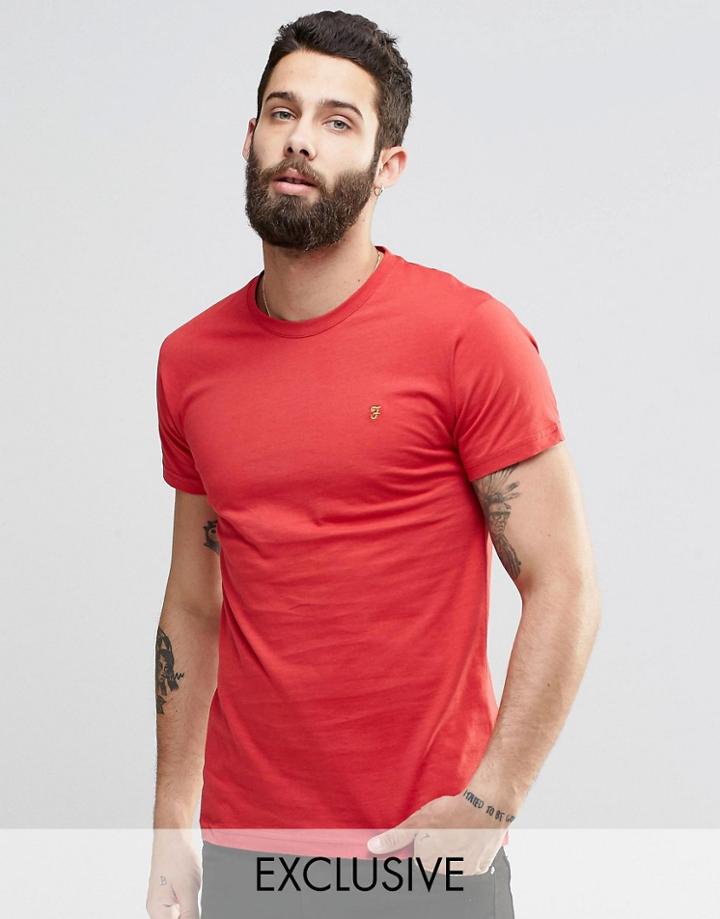 Farah T-shirt With F Logo In Slim Fit In Red - Rectory