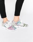 Adidas Originals Floral Print Zx Flux Sneakers - Solid Gray