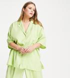 Asos Design Curve Bowling Shirt In Bright Apple - Part Of A Set-green