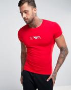 Emporio Armani T-shirt With Chest Logo In Muscle Fit - Red