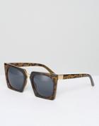 Asos Chunky Square Sunglasses With Metal Nose Bridge - Multi