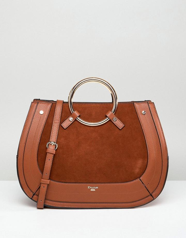 Dune Tote Bag In Tan With Round Metal Top Handle - Tan