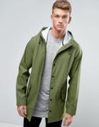 Asos Shower Resistant Rain Coat In Khaki - Green