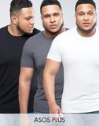 Asos Plus Muscle Fit T-shirt 3 Pack Save - Multi