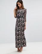 Litte Mistress Embroidered Floral Maxi Dress - Black