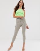 Asos Design Skinny Fit Pants With Pocket Detail-beige