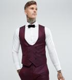 Noose & Monkey Super Skinny Suit Vest In Texture - Red
