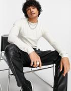 Asos Design Long Sleeve Muscle Fit T-shirt With Seaming In White