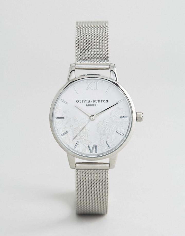 Olivia Burton Silver Lace Mesh Watch - Silver