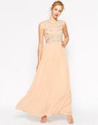Asos Embellished Armour Maxi Dress - Nude