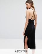 Asos Tall Halter Strappy Back Midi Dress - Black