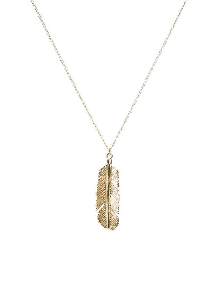 Asos Leaf Pendant Necklace - Gold