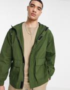 Asos Design Shower Resistant Rain Jacket In Green