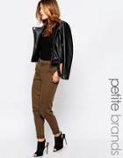 New Look Petite Belted Tapered Pant - Green